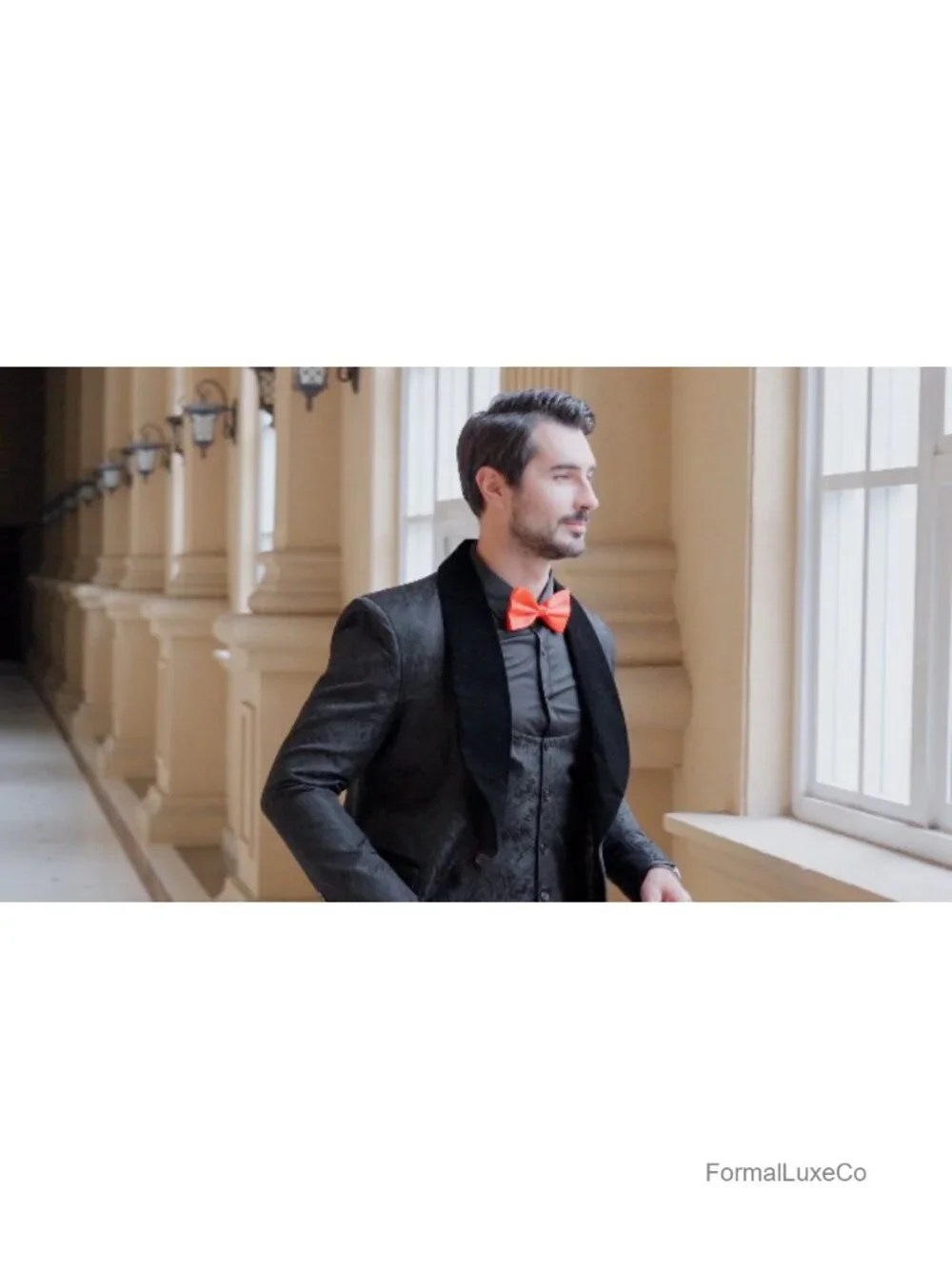 Men's 3 Piece Slim Fit Jacquard Tuxedo Suit Set